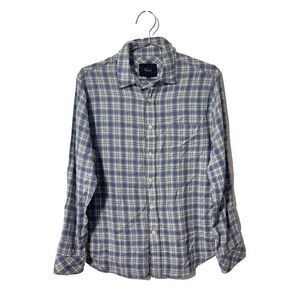 Rails Women's Button-Up Shirt Heather Blue Small Checked Slim Fit Long Sleeve